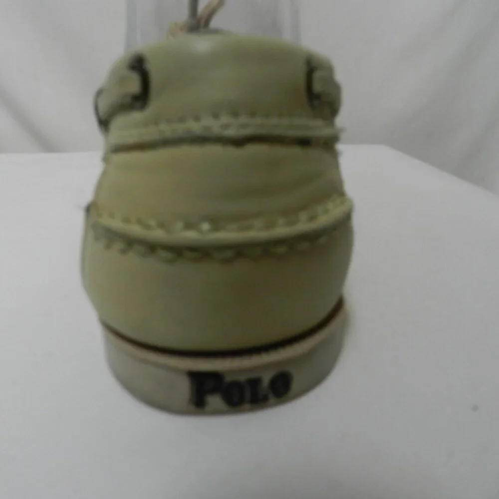 Ralph Lauren Polo Leather cream Loafer Boat Shoes lace up Vintage Men Size Sz 8